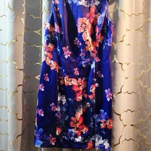 Floral Sleeveless Dress - Blue and Multicolor